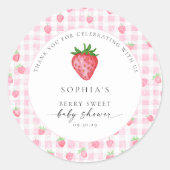 Sticker Rond Merci rond Baby shower de fraise Berry Sweet (Devant)