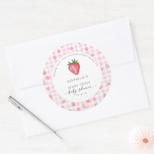 Sticker Rond Merci rond Baby shower de fraise Berry Sweet
