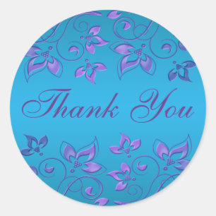 Sticker Rond Merci rond de 1,5 po, violet et bleu