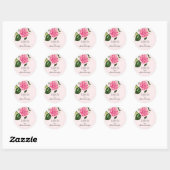 Sticker rond Merci rose (Feuille)