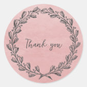 Sticker rond Merci rose (Devant)