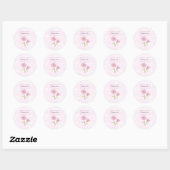 Sticker rond Merci rose (Feuille)