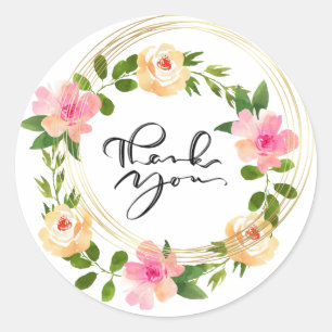 Sticker rond Merci rose