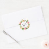 Sticker rond Merci rose (Enveloppe)