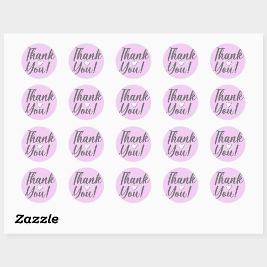 Sticker Rond Merci rose (Feuille)