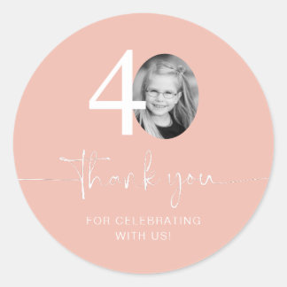 Sticker Rond Merci rose 40e anniversaire