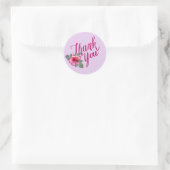 Sticker Rond Merci Rose amour romantique (Sac)
