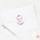 Sticker Rond Merci Rose aquarelle (Enveloppe)