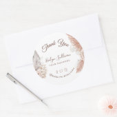 Sticker Rond Merci Rose Boho (Enveloppe)