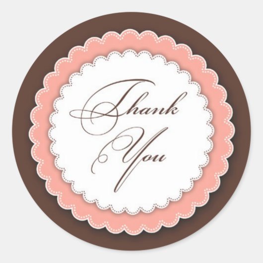 Sticker Rond Merci rose Brown (Devant)