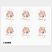 Sticker Rond Merci rose Citrouille de Thanksgiving (Feuille)