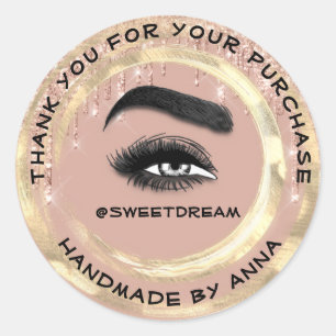 Sticker Rond Merci Rose de maquillage Artiste Nettoyeur de Lash
