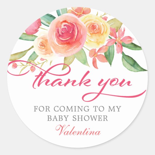 Sticker Rond Merci rose en Baby shower (Devant)