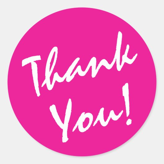 Sticker Rond Merci rose et blanc profond (Devant)