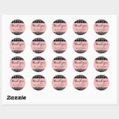 Sticker Rond Merci rose et noir (Feuille)