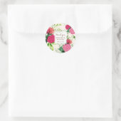Sticker Rond Merci rose et rouge  Mariage floral (Sac)