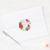 Sticker Rond Merci rose et rouge  Mariage floral (Enveloppe)