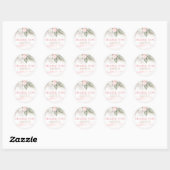 Sticker Rond Merci rose floral (Feuille)