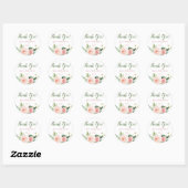 Sticker Rond Merci rose floral (Feuille)