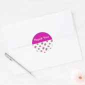 Sticker Rond Merci rose floral (Enveloppe)