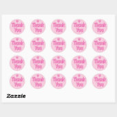 Sticker Rond Merci rose gras avec grille blanche (Feuille)