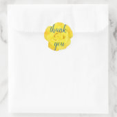 Sticker Rond Merci rose jaune Floral Mariage Anniversaires (Sac)