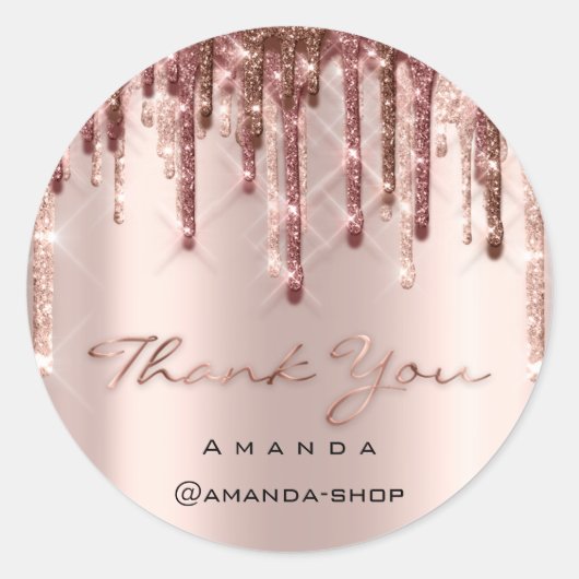 Sticker Rond Merci Rose maquillage Eyelash 3D goutte (Devant)