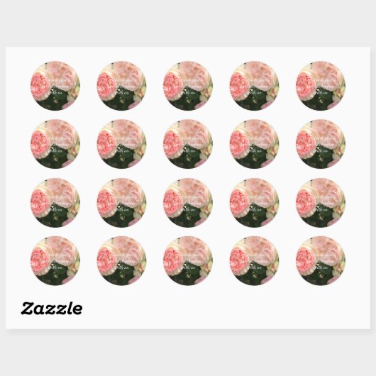 Sticker Rond Merci rose Mariage (Feuille)