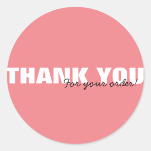 Sticker Rond Merci rose moderne pour votre commande Home Busine