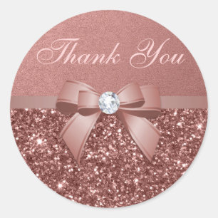 Sticker Rond Merci rose or Blush Parties scintillant Diamonds B