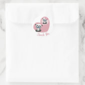 Sticker Rond Merci rose Panda Teddy Bear Mariage de coeur (Sac)