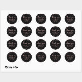 Sticker Rond Merci Rose Parties scintillant or Monogramme 21e a (Feuille)