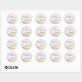Sticker Rond Merci rose Pastel Butterfly Baby shower (Feuille)
