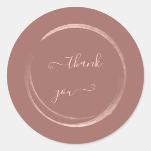 Sticker Rond Merci rose Poudre Rose Pastel Mariage Favoriser