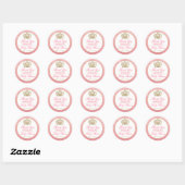 Sticker Rond Merci rose princesse or Baby shower de la Couronne (Feuille)