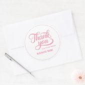 Sticker Rond Merci rose professionnel (Enveloppe)