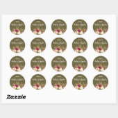 Sticker rond Merci rose Rose Floral (Feuille)