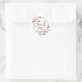 Sticker Rond Merci Rose Rose Rose Floral Wreath (Sac)