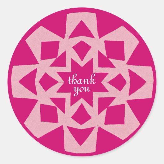 Sticker Rond Merci rose Snowflake (Devant)