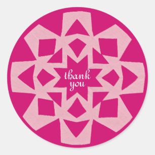 Sticker Rond Merci rose Snowflake