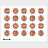 Sticker Rond Merci rouge beige (Feuille)