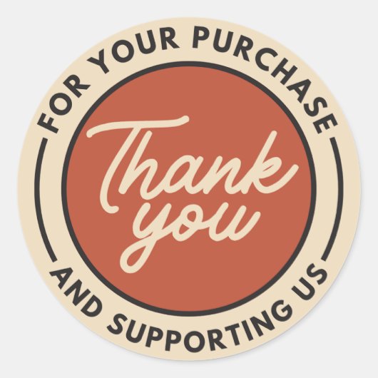 Sticker Rond Merci rouge beige (Devant)