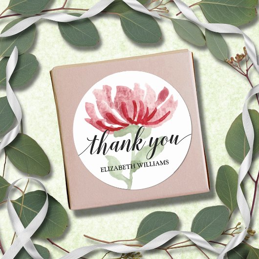 Sticker Rond Merci rouge chic