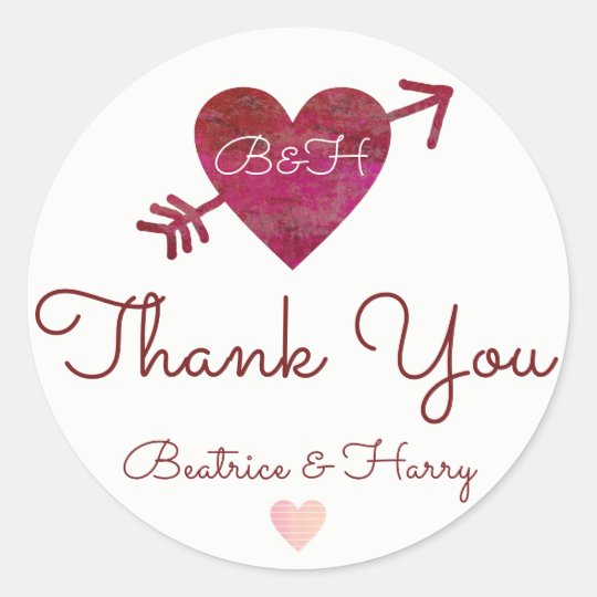 Sticker Rond merci. rouge de faveur de mariage