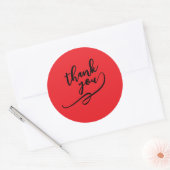 Sticker Rond Merci Rouge Écarlate Classique Unique Simple (Enveloppe)