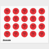 Sticker Rond Merci Rouge Éclatant Classique Unique Simple (Feuille)
