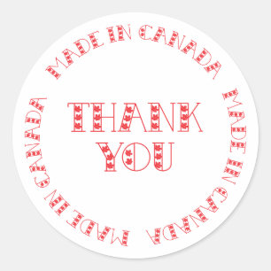 Sticker Rond Merci Rouge Fabriqué Au Canada