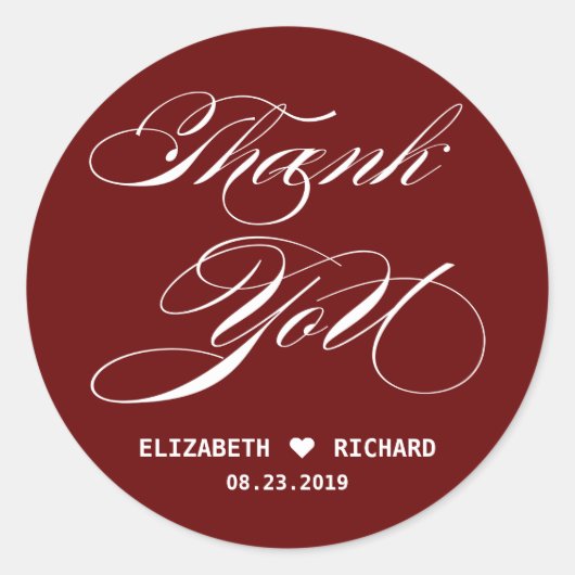 Sticker Rond Merci rouge Faveur de mariage (Devant)