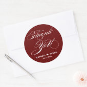 Sticker Rond Merci rouge Faveur de mariage (Enveloppe)