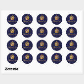 Sticker Rond Merci Royal Blue Gold (Feuille)